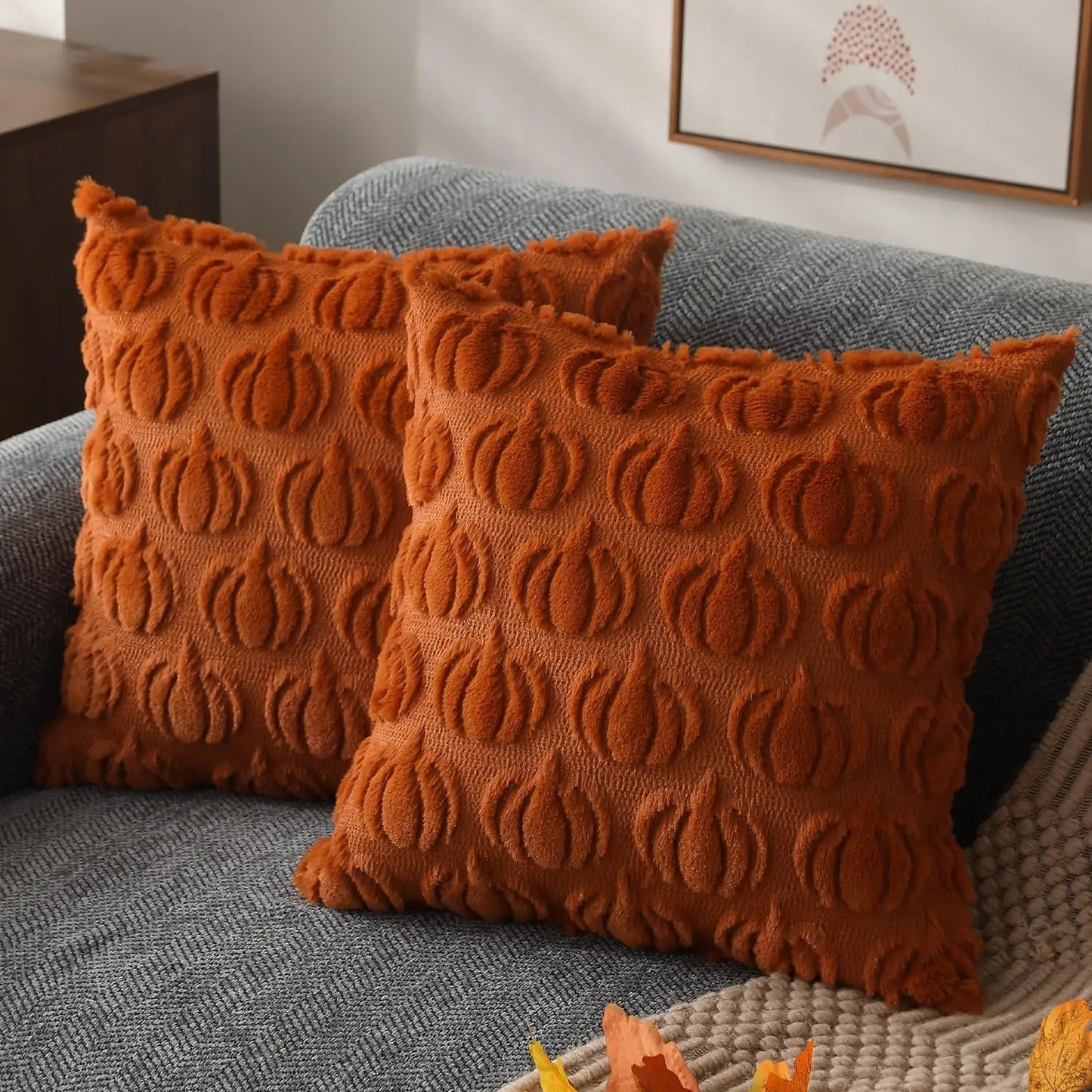 Autumn Rust Pumpkin Throw Pillow Cases