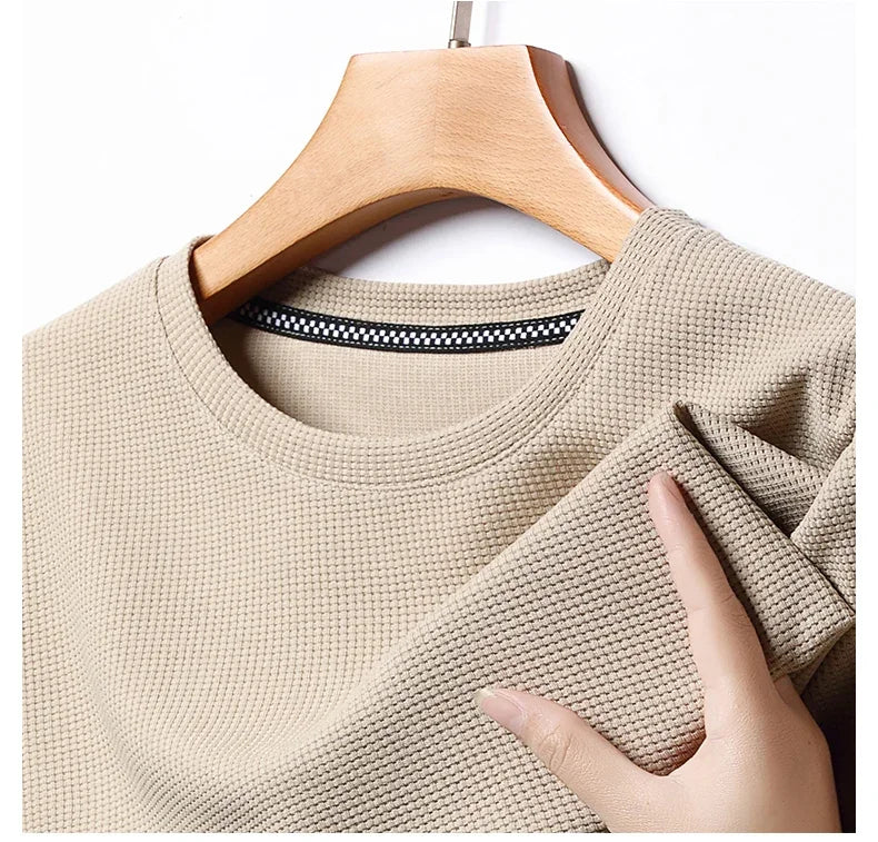 Men's Waffle Knit Round Neck T-Shirt