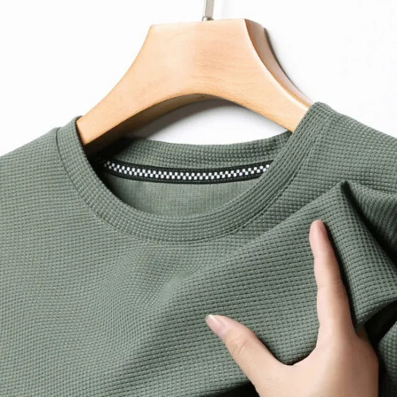 Men's Waffle Knit Round Neck T-Shirt