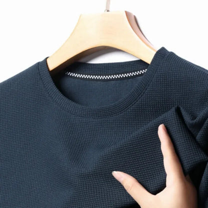 Men's Waffle Knit Round Neck T-Shirt